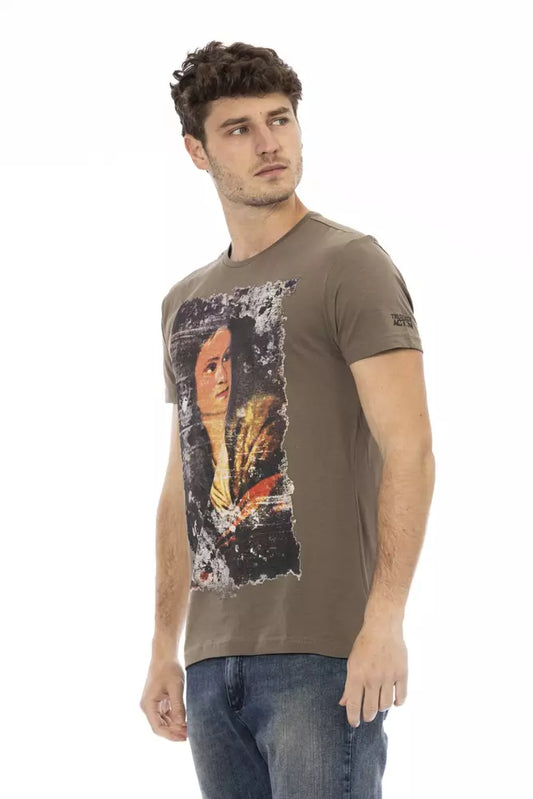 Trussardi Action Brown Cotton Men's T-Shirt $130.00 Trussardi Action Luzworld