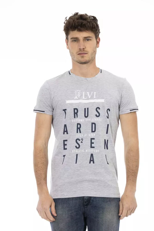 Trussardi Action Gray Cotton Men T-Shirt $130.00 Trussardi Action Luzworld