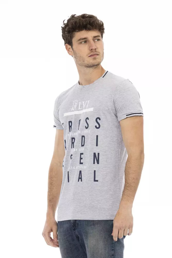 Trussardi Action Gray Cotton Men T-Shirt $130.00 Trussardi Action Luzworld