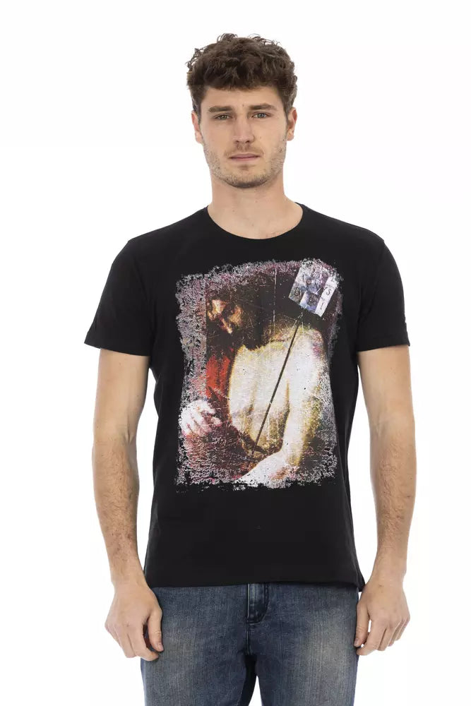 Trussardi Action Black Cotton Men T-Shirt $130.00 Trussardi Action Luzworld