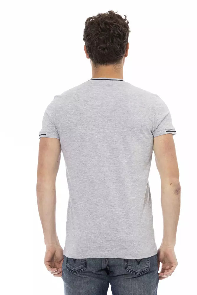 Trussardi Action Gray Cotton Men T-Shirt $130.00 Trussardi Action Luzworld