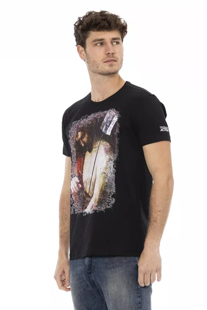 Trussardi Action Black Cotton Men T-Shirt $130.00 Trussardi Action Luzworld