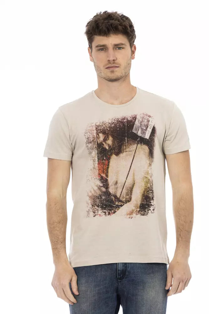 Trussardi Action Beige Cotton Men T-Shirt $130.00 Trussardi Action Luzworld