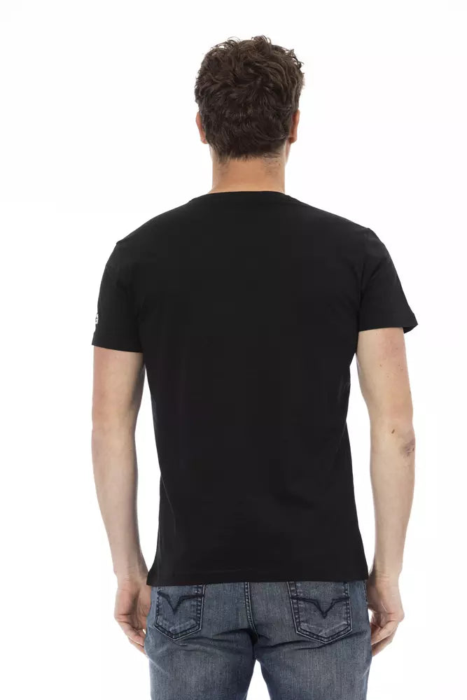Trussardi Action Black Cotton Men T-Shirt $130.00 Trussardi Action Luzworld