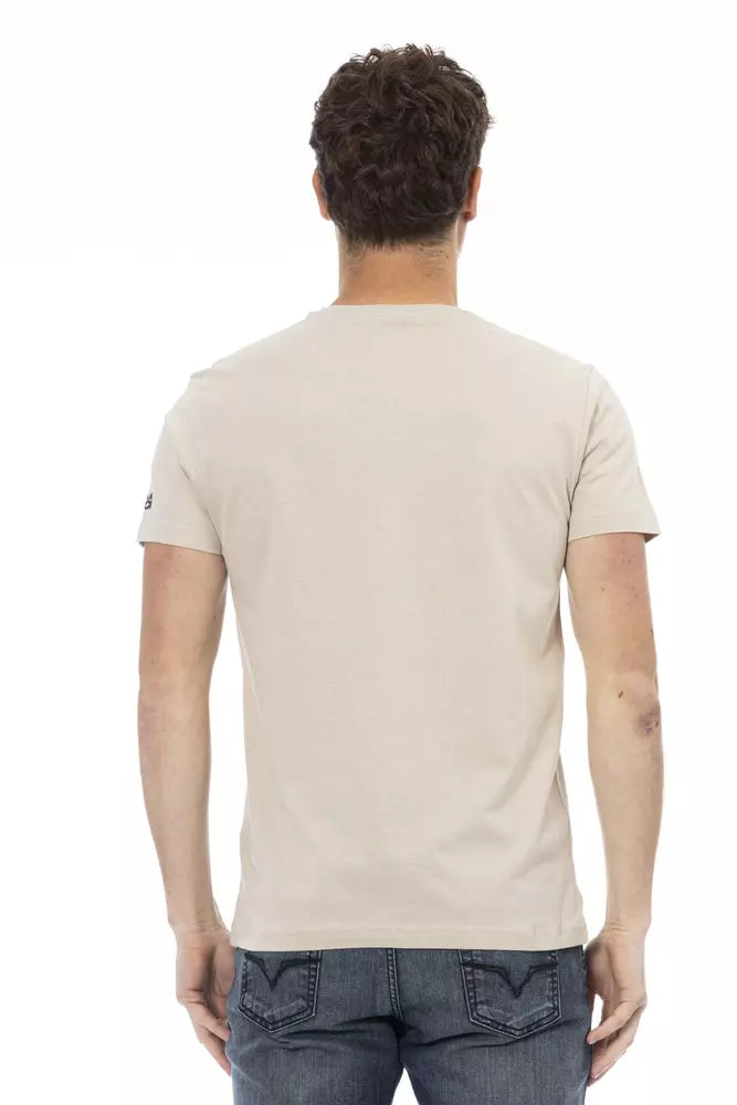 Trussardi Action Beige Cotton Men T-Shirt $130.00 Trussardi Action Luzworld