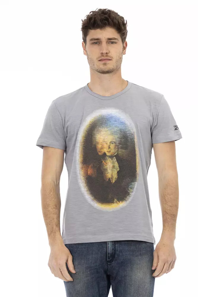 Trussardi Action Gray Cotton Men's T-Shirt $130.00 Trussardi Action Luzworld