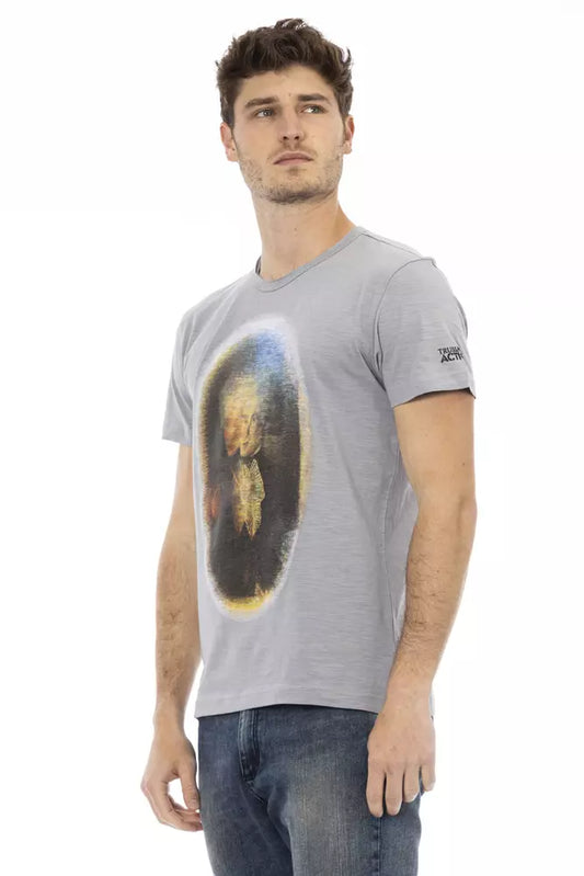 Trussardi Action Gray Cotton Men's T-Shirt $130.00 Trussardi Action Luzworld
