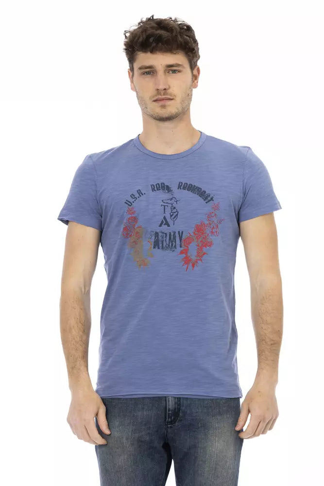 Trussardi Action Blue Cotton Men T-Shirt $130.00 Trussardi Action Luzworld