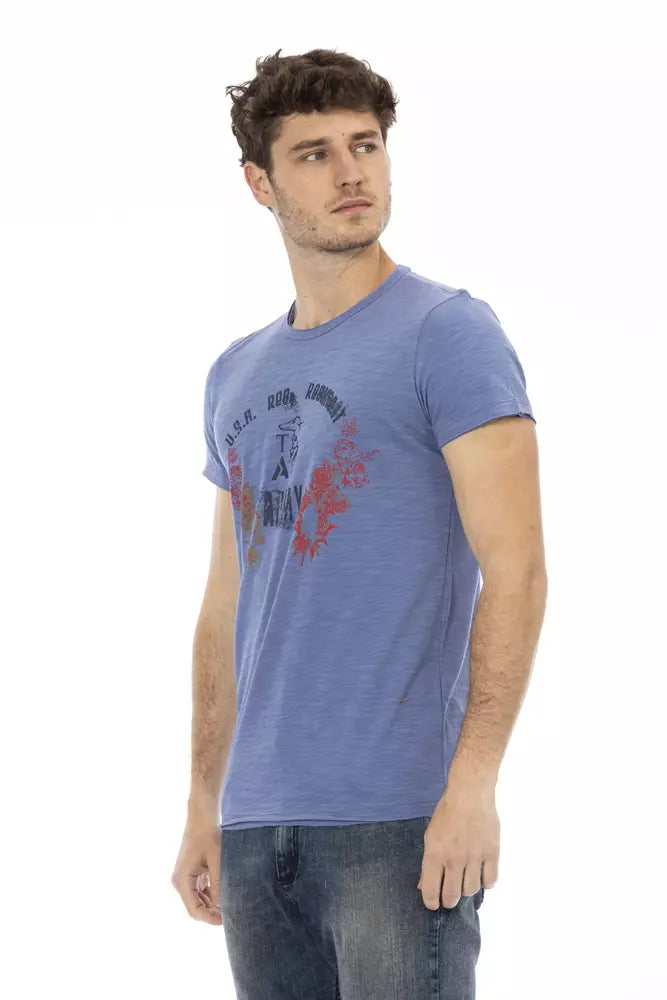 Trussardi Action Blue Cotton Men T-Shirt $130.00 Trussardi Action Luzworld