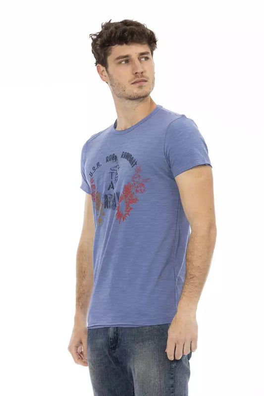Trussardi Action Blue Cotton Men T-Shirt $130.00 Trussardi Action Luzworld