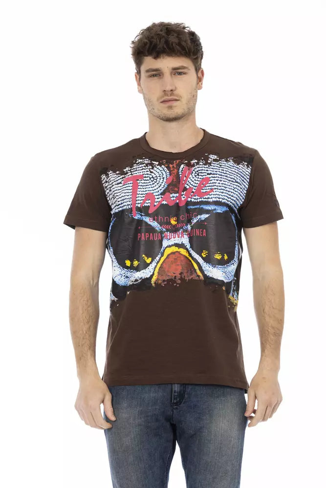 Trussardi Action Brown Cotton Men T-Shirt $130.00 Trussardi Action Luzworld