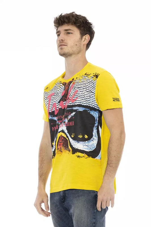 Trussardi Action Yellow Cotton Men T-Shirt $130.00 Trussardi Action Luzworld