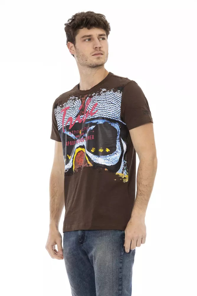 Trussardi Action Brown Cotton Men T-Shirt $130.00 Trussardi Action Luzworld