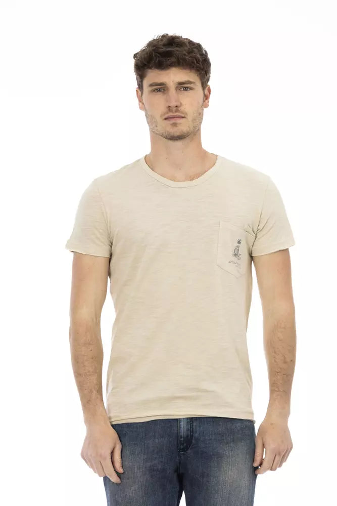 Trussardi Action Beige Cotton Men T-Shirt $130.00 Trussardi Action Luzworld