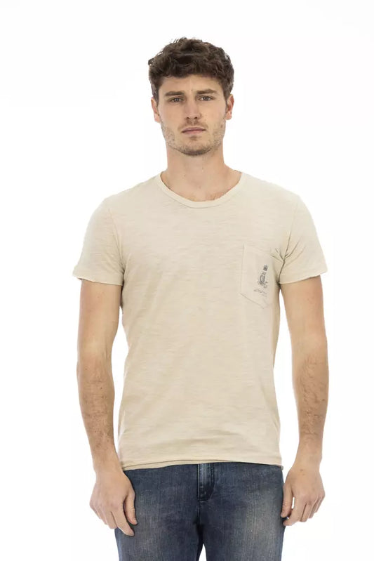 Trussardi Action Beige Cotton Men T-Shirt $130.00 Trussardi Action Luzworld