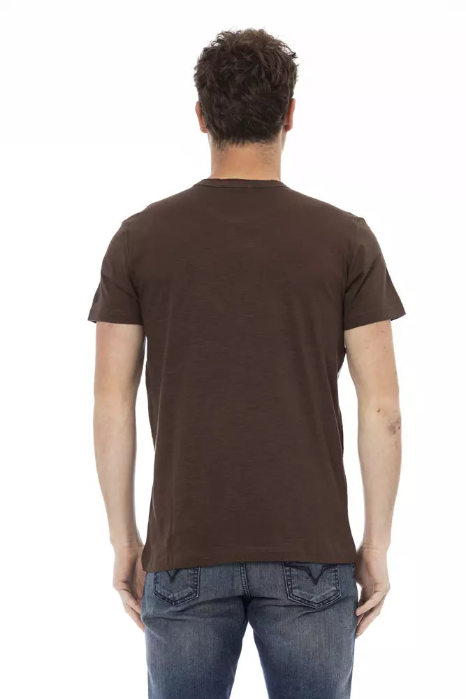 Trussardi Action Brown Cotton Men T-Shirt $130.00 Trussardi Action Luzworld