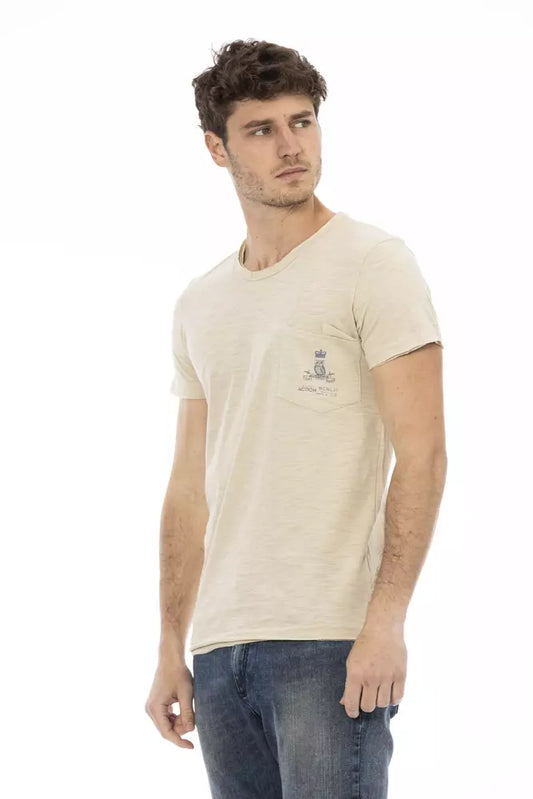 Trussardi Action Beige Cotton Men T-Shirt $130.00 Trussardi Action Luzworld