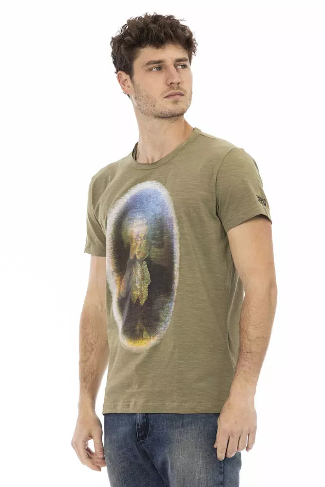 Trussardi Action Green Cotton Men T-Shirt $130.00 Trussardi Action Luzworld