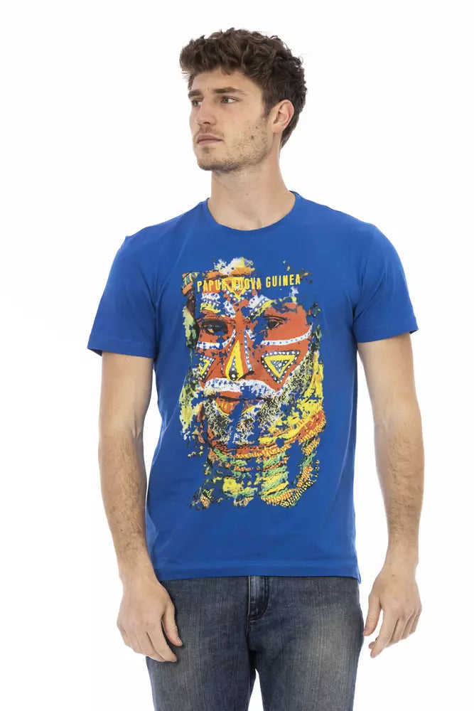 Trussardi Action Blue Cotton Men's T-Shirt $130.00 Trussardi Action Luzworld