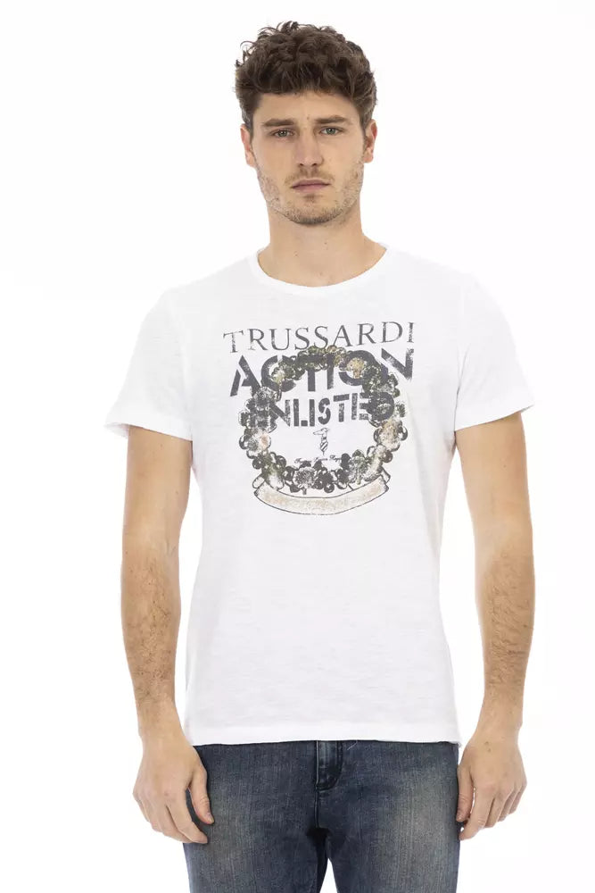 Trussardi Action White Cotton Men's T-Shirt $130.00 Trussardi Action Luzworld