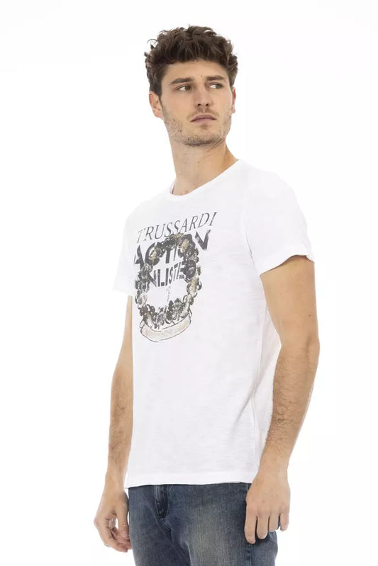 Trussardi Action White Cotton Men's T-Shirt $130.00 Trussardi Action Luzworld