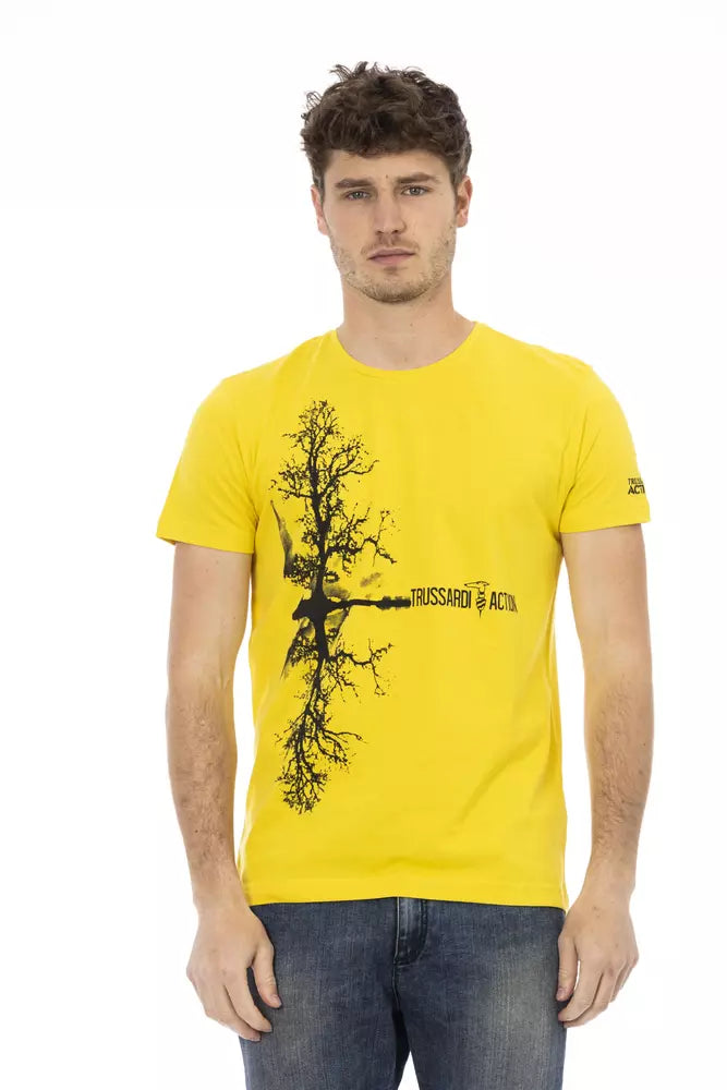 Trussardi Action Yellow Cotton Men T-Shirt $130.00 Trussardi Action Luzworld
