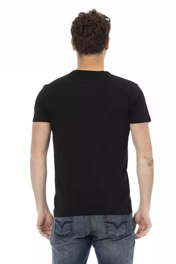 Trussardi Action Black Cotton Men T-Shirt $130.00 Trussardi Action Luzworld