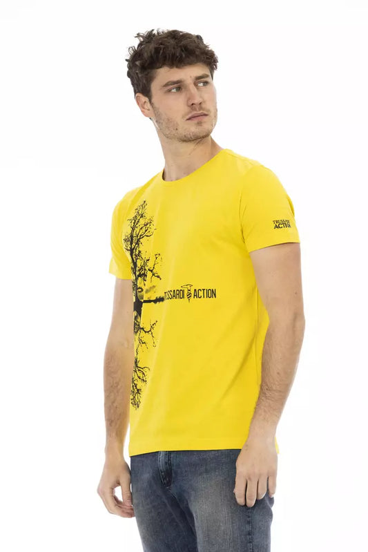 Trussardi Action Yellow Cotton Men T-Shirt $130.00 Trussardi Action Luzworld