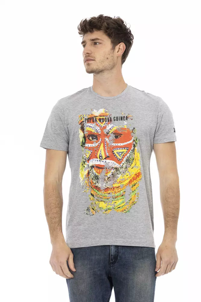 Trussardi Action Gray Cotton Men T-Shirt $130.00 Trussardi Action Luzworld