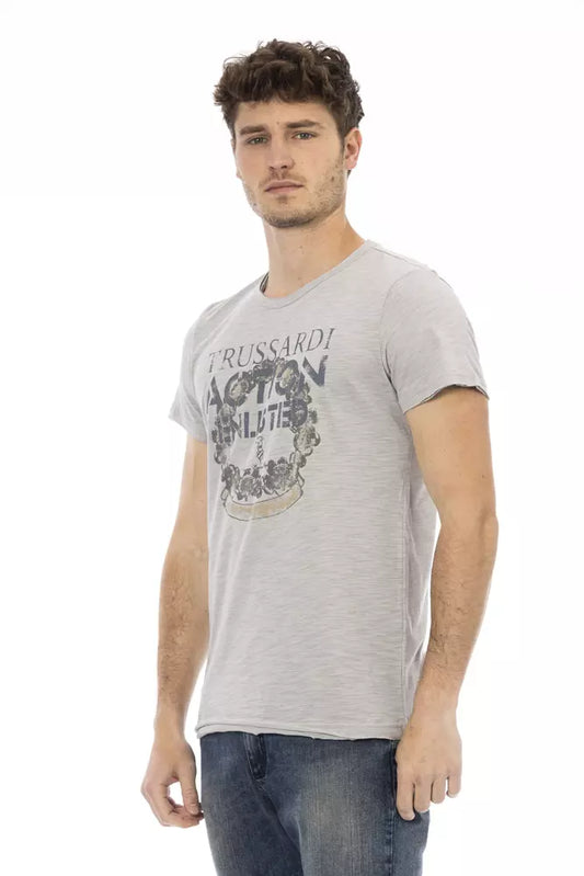 Trussardi Action Gray Cotton Men T-Shirt $130.00 Trussardi Action Luzworld