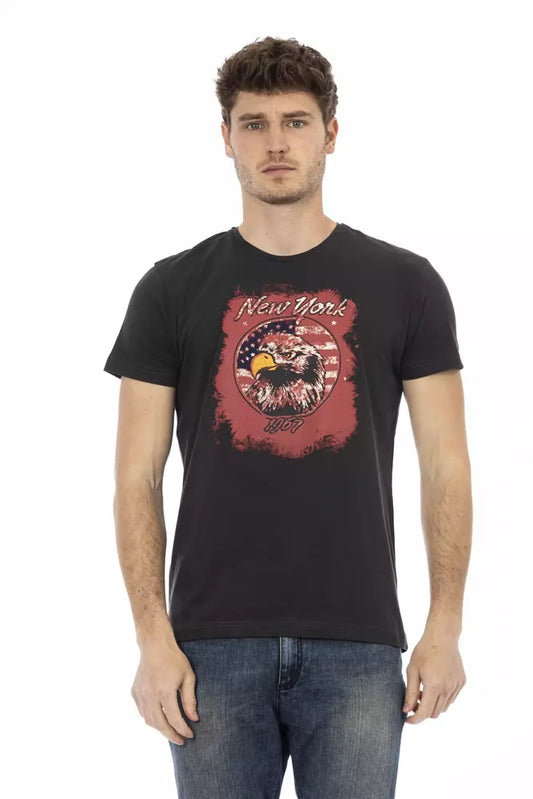Trussardi Action Black Cotton Men T-Shirt $130.00 Trussardi Action Luzworld