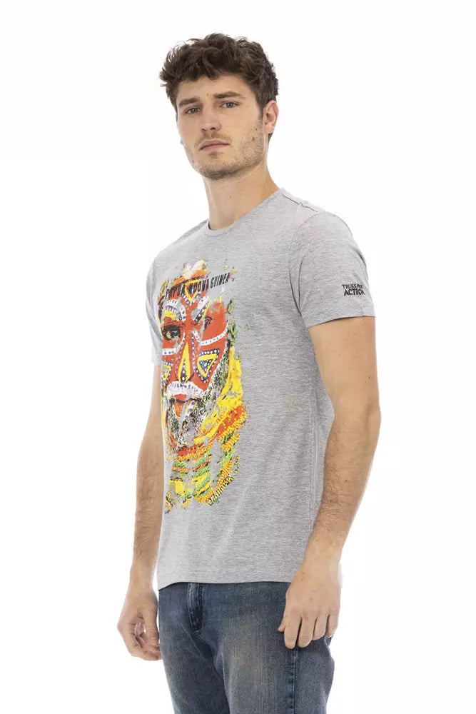 Trussardi Action Gray Cotton Men T-Shirt $130.00 Trussardi Action Luzworld