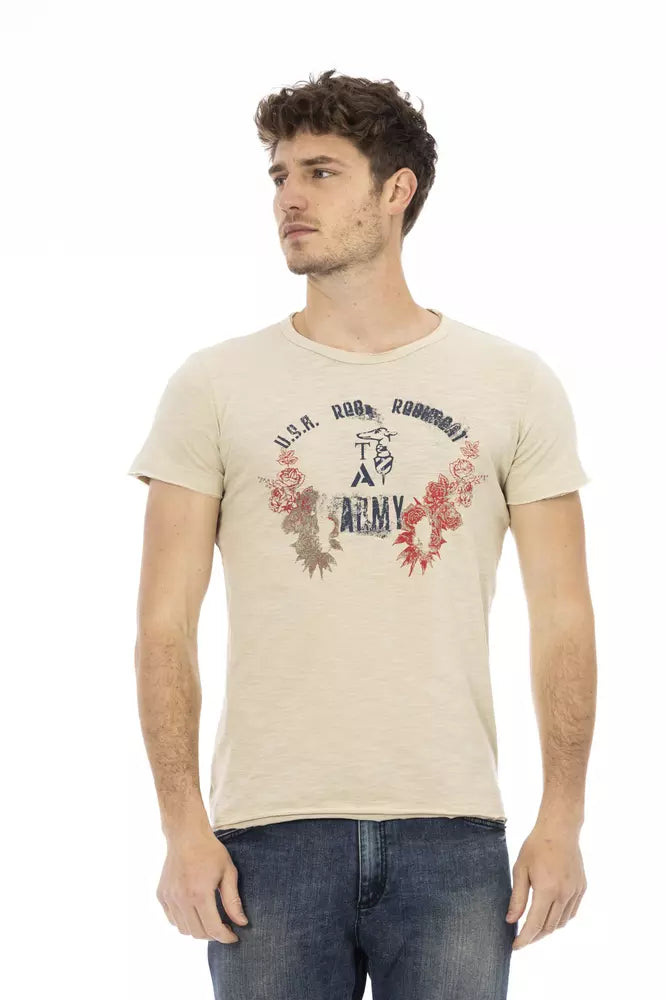 Trussardi Action Beige Cotton Men T-Shirt $130.00 Trussardi Action Luzworld