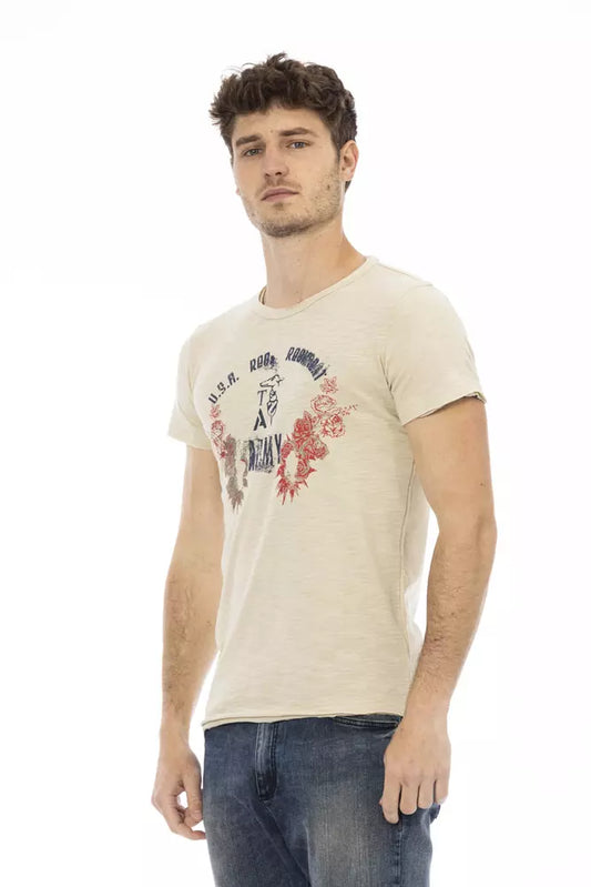 Trussardi Action Beige Cotton Men T-Shirt $130.00 Trussardi Action Luzworld