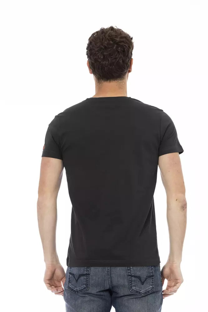 Trussardi Action Black Cotton Men T-Shirt $130.00 Trussardi Action Luzworld