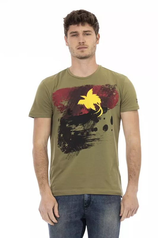 Trussardi Action Green Cotton Men T-Shirt $130.00 Trussardi Action Luzworld