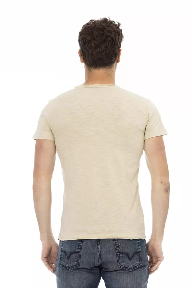Trussardi Action Beige Cotton Men T-Shirt $130.00 Trussardi Action Luzworld
