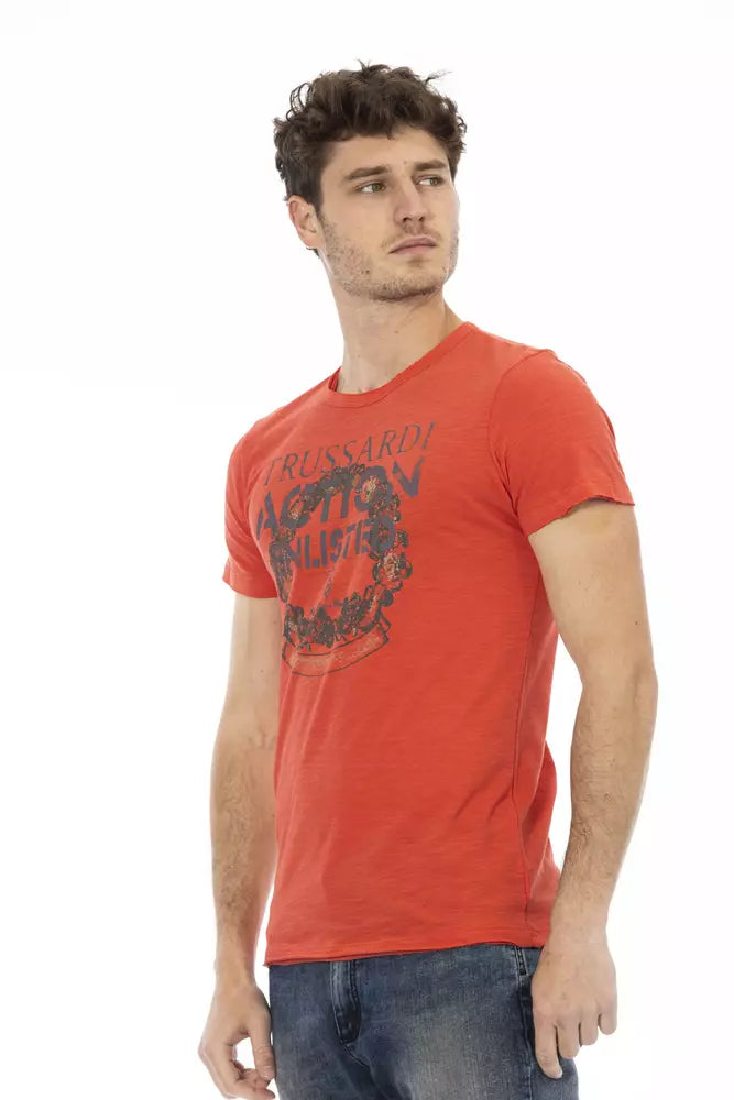 Trussardi Action Red Cotton Men T-Shirt $130.00 Trussardi Action Luzworld