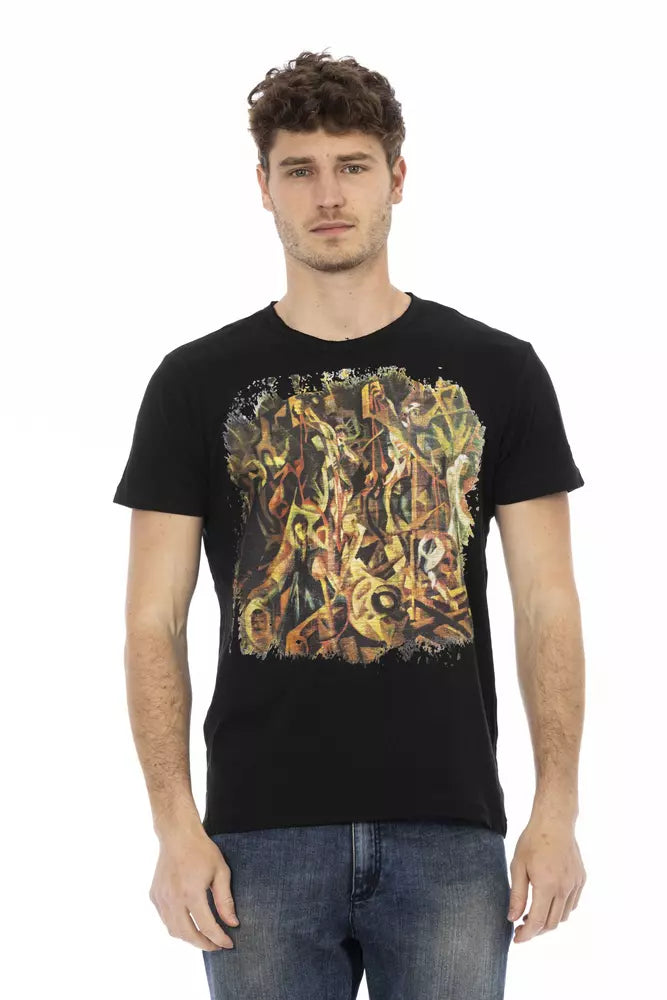 Trussardi Action Black Cotton Men T-Shirt $130.00 Trussardi Action Luzworld