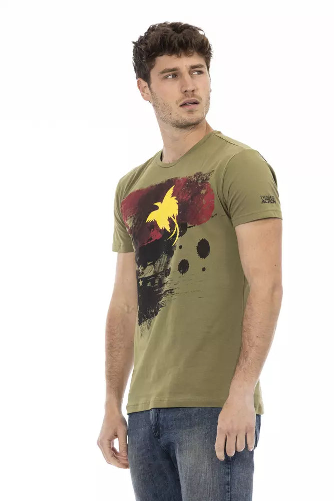 Trussardi Action Green Cotton Men T-Shirt $130.00 Trussardi Action Luzworld