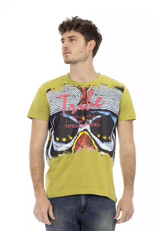 Trussardi Action Green Cotton Men's T-Shirt $130.00 Trussardi Action Luzworld