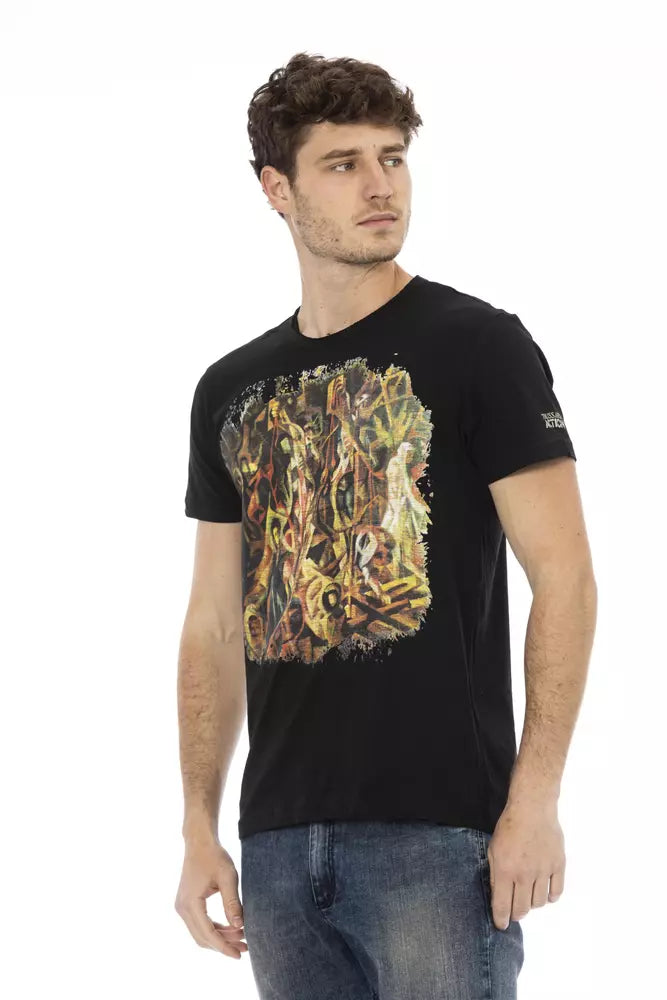 Trussardi Action Black Cotton Men T-Shirt $130.00 Trussardi Action Luzworld