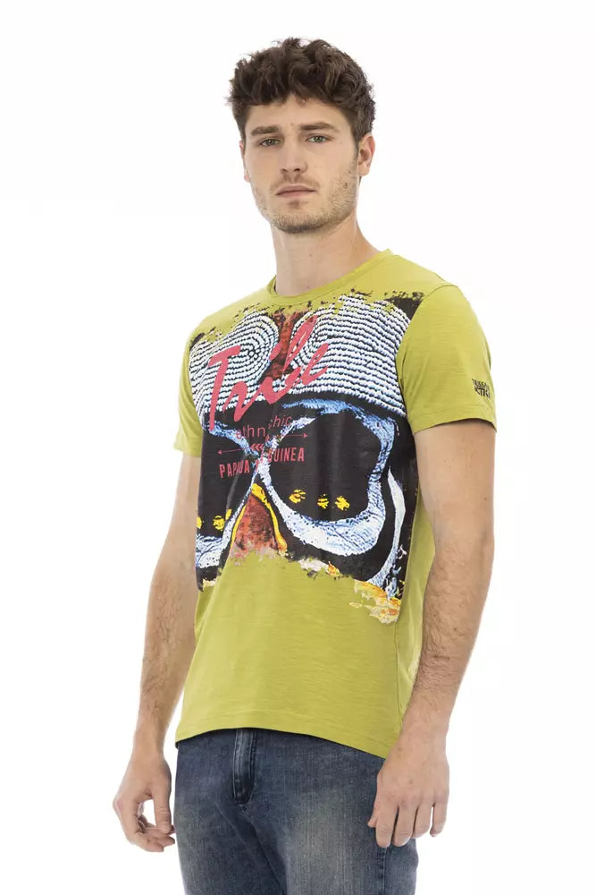 Trussardi Action Green Cotton Men's T-Shirt $130.00 Trussardi Action Luzworld