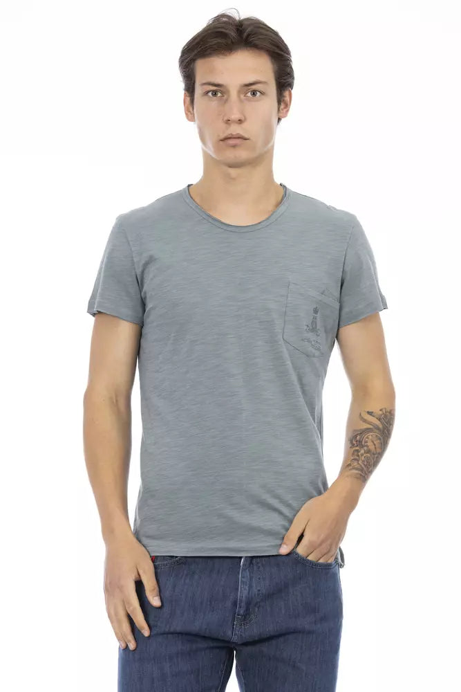 Trussardi Action Gray Cotton Men T-Shirt $130.00 Trussardi Action Luzworld