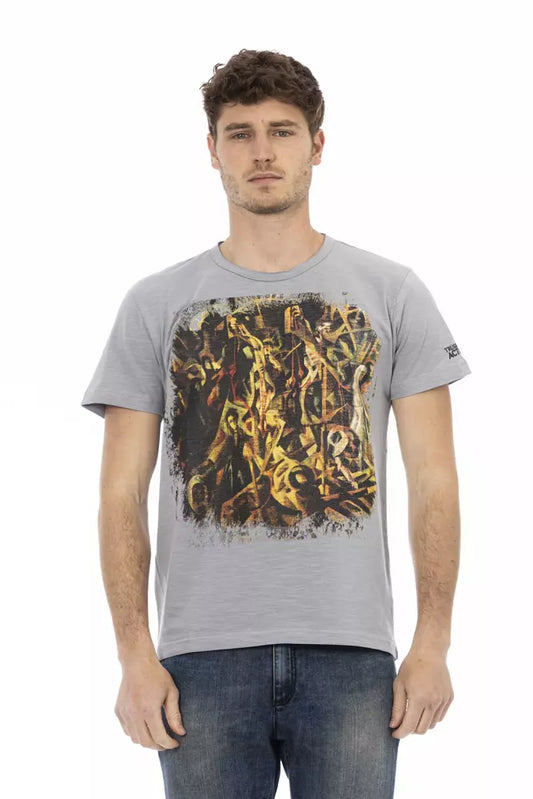 Trussardi Action Gray Cotton Men T-Shirt $130.00 Trussardi Action Luzworld