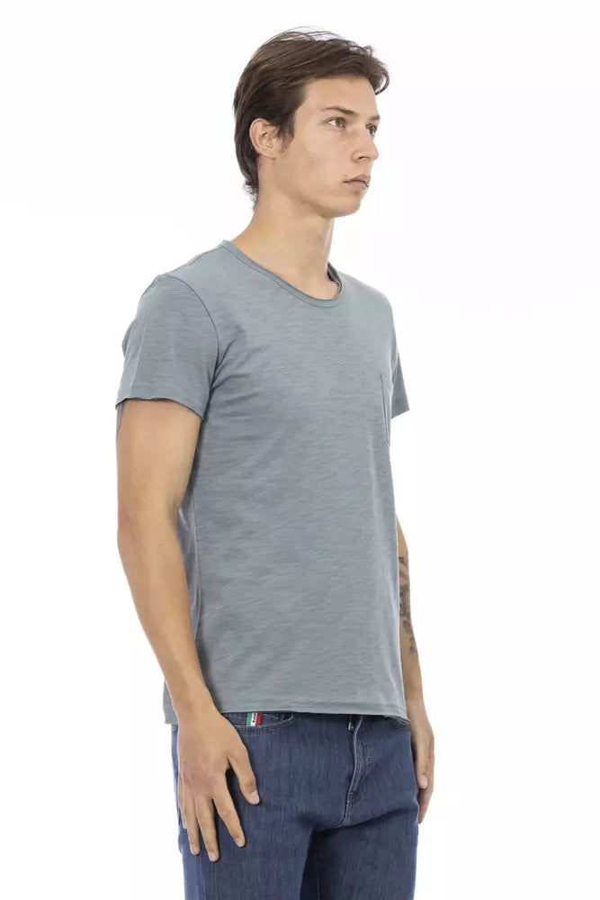 Trussardi Action Gray Cotton Men T-Shirt $130.00 Trussardi Action Luzworld