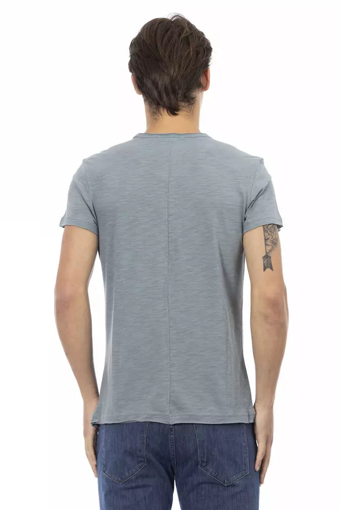 Trussardi Action Gray Cotton Men T-Shirt $130.00 Trussardi Action Luzworld