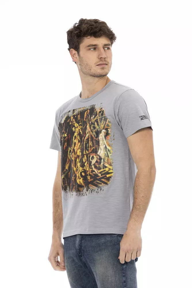 Trussardi Action Gray Cotton Men T-Shirt $130.00 Trussardi Action Luzworld