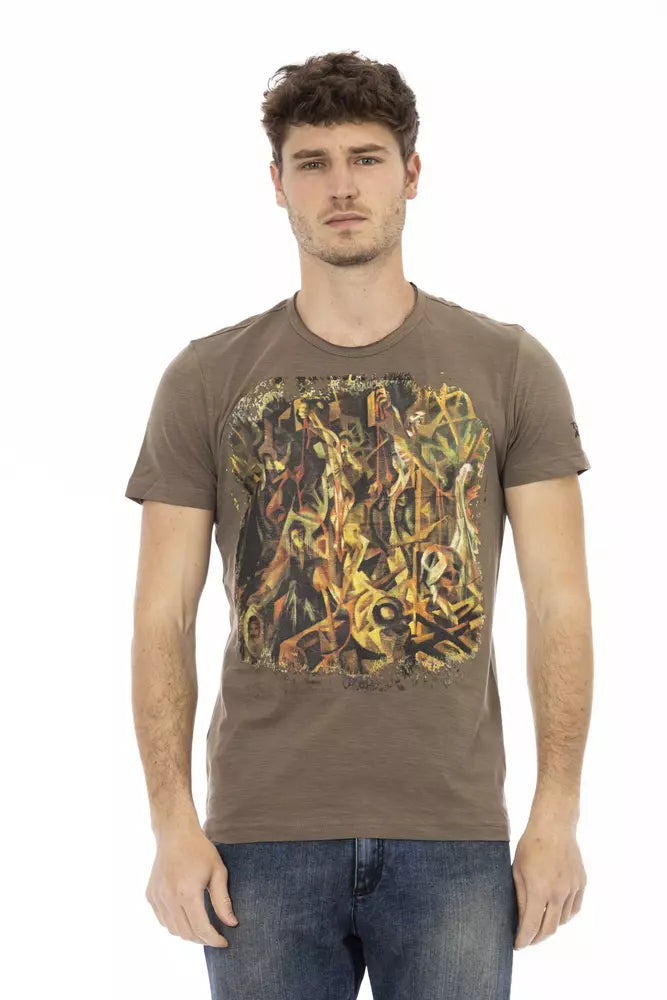 Trussardi Action Brown Cotton Men T-Shirt $130.00 Trussardi Action Luzworld