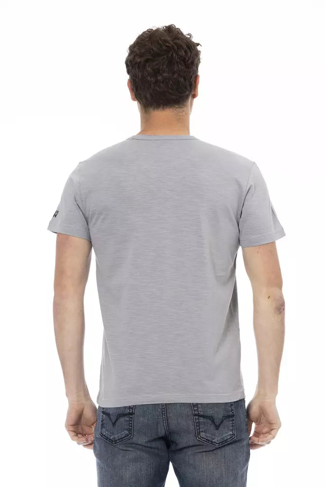 Trussardi Action Gray Cotton Men T-Shirt $130.00 Trussardi Action Luzworld